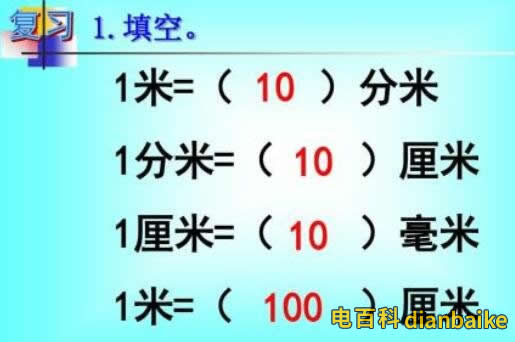 一米等于多少厘米多少分米和多少毫米？1公分等于多少厘米？長度單位換算